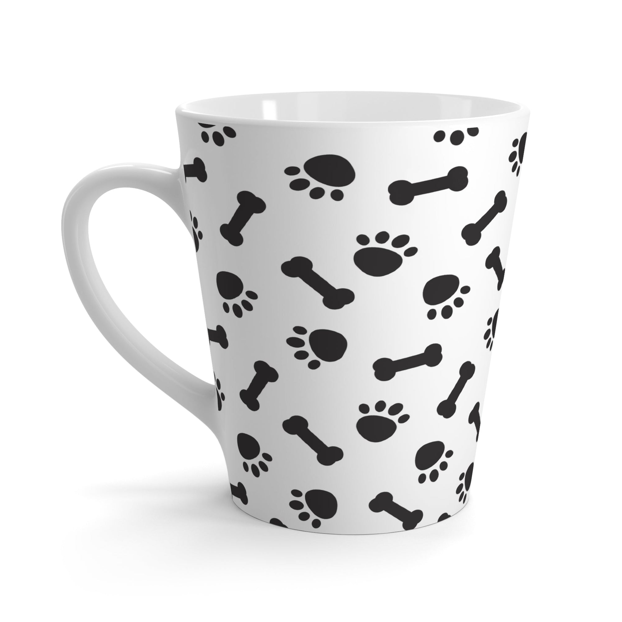 Dog Lover's Latte Mug for Pet Owners, Cute Bone & Paw Print Design, Perfect Gift for Dog Lovers, Coffee Mug, Pet Gifts, Animal Mug Printify