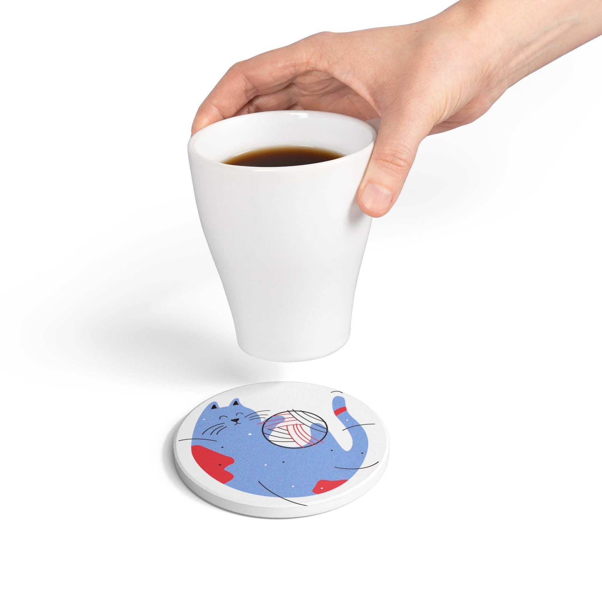Playful Cat Ceramic Coaster - Pawmug