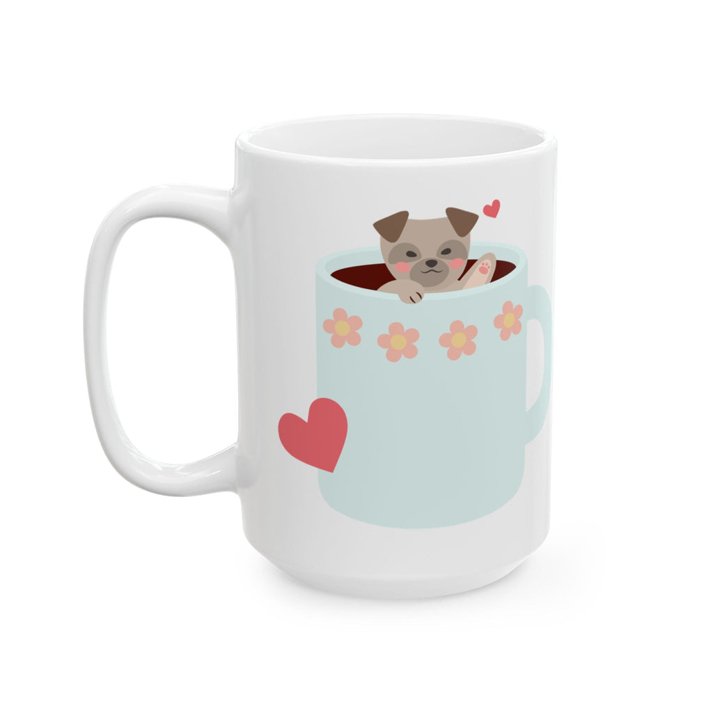 Happy Pup pop Ceramic Mug - Cute Puppy Coffee Cup, Pet Lover Gift, Funny Kitchenware, Animal Lover Present, Dog-Themed Drinkware Printify