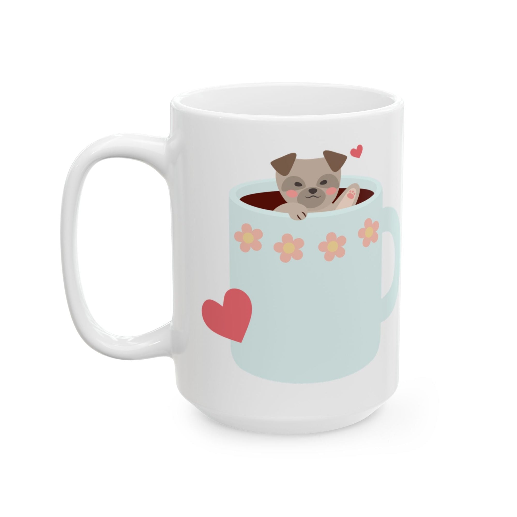 Happy Pup pop Ceramic Mug - Cute Puppy Coffee Cup, Pet Lover Gift, Funny Kitchenware, Animal Lover Present, Dog-Themed Drinkware Printify
