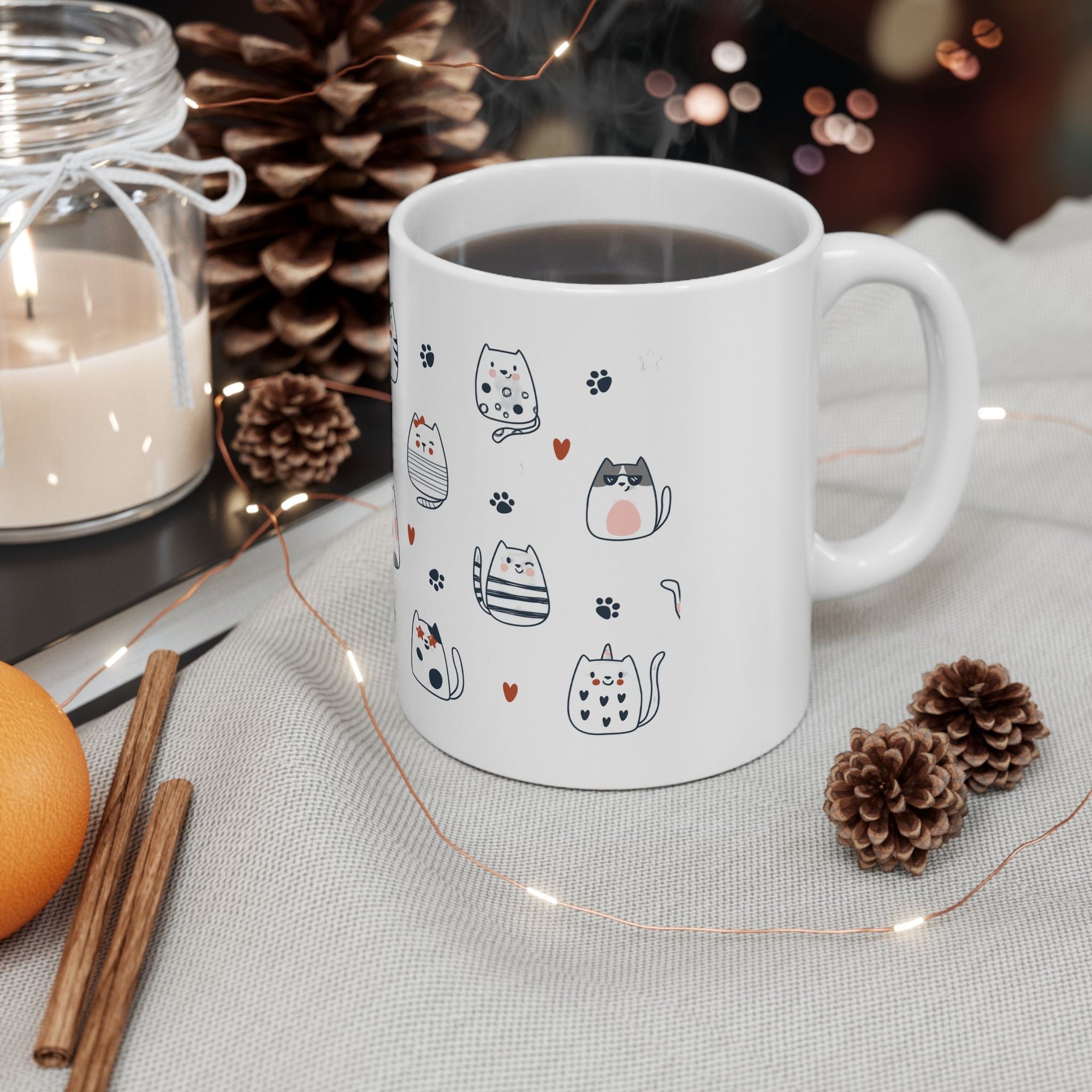 Adorable Cat Friends Ceramic Mug - Perfect Gift for Cat Lovers Printify