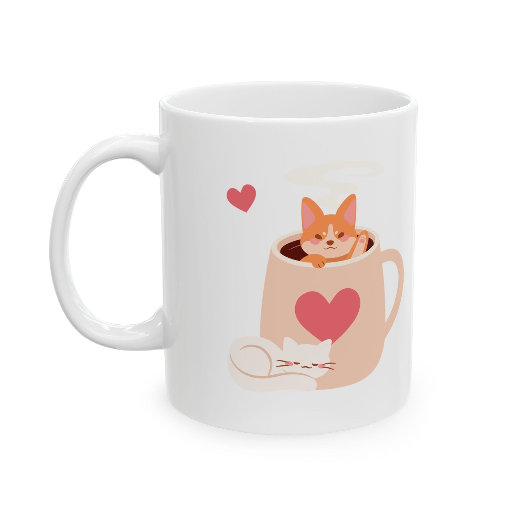 A Cute cat and dog Ceramic Mug - "My child has paws" - Perfect Gift for Coffee Lovers, Unique Mug, Fun Kitchenware, Funny Coffee Cup Printify