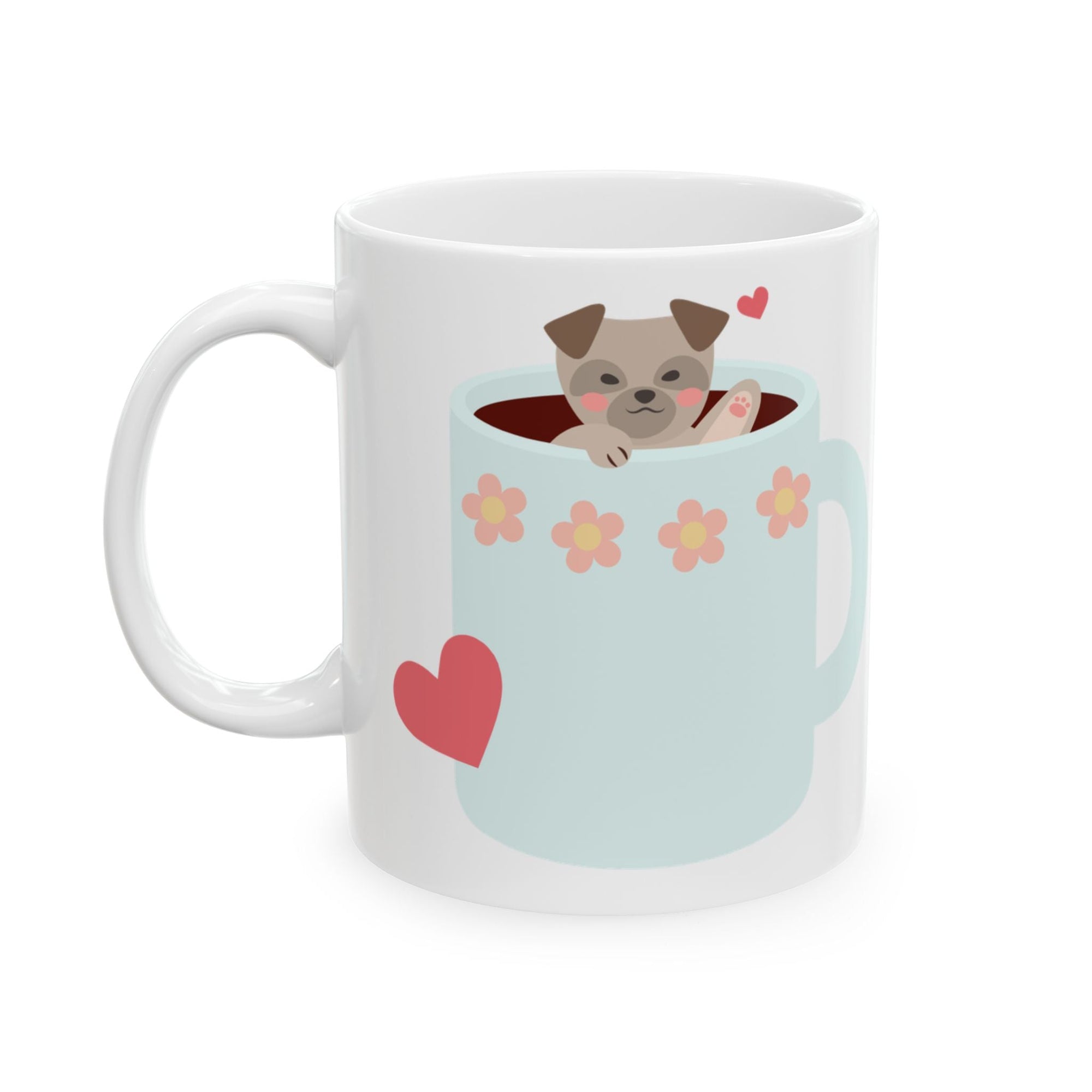 Happy Pup pop Ceramic Mug - Cute Puppy Coffee Cup, Pet Lover Gift, Funny Kitchenware, Animal Lover Present, Dog-Themed Drinkware Printify