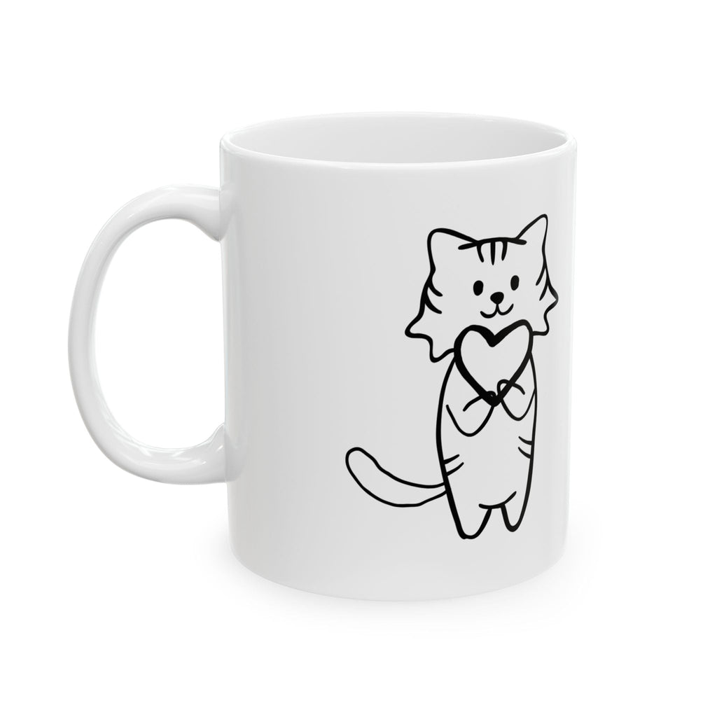 Cute Cat Ceramic Mug - My Heart for You, Funny Gift for Cat Lovers, Pet Parent Coffee Cup, Birthday Present, Home Decor Printify