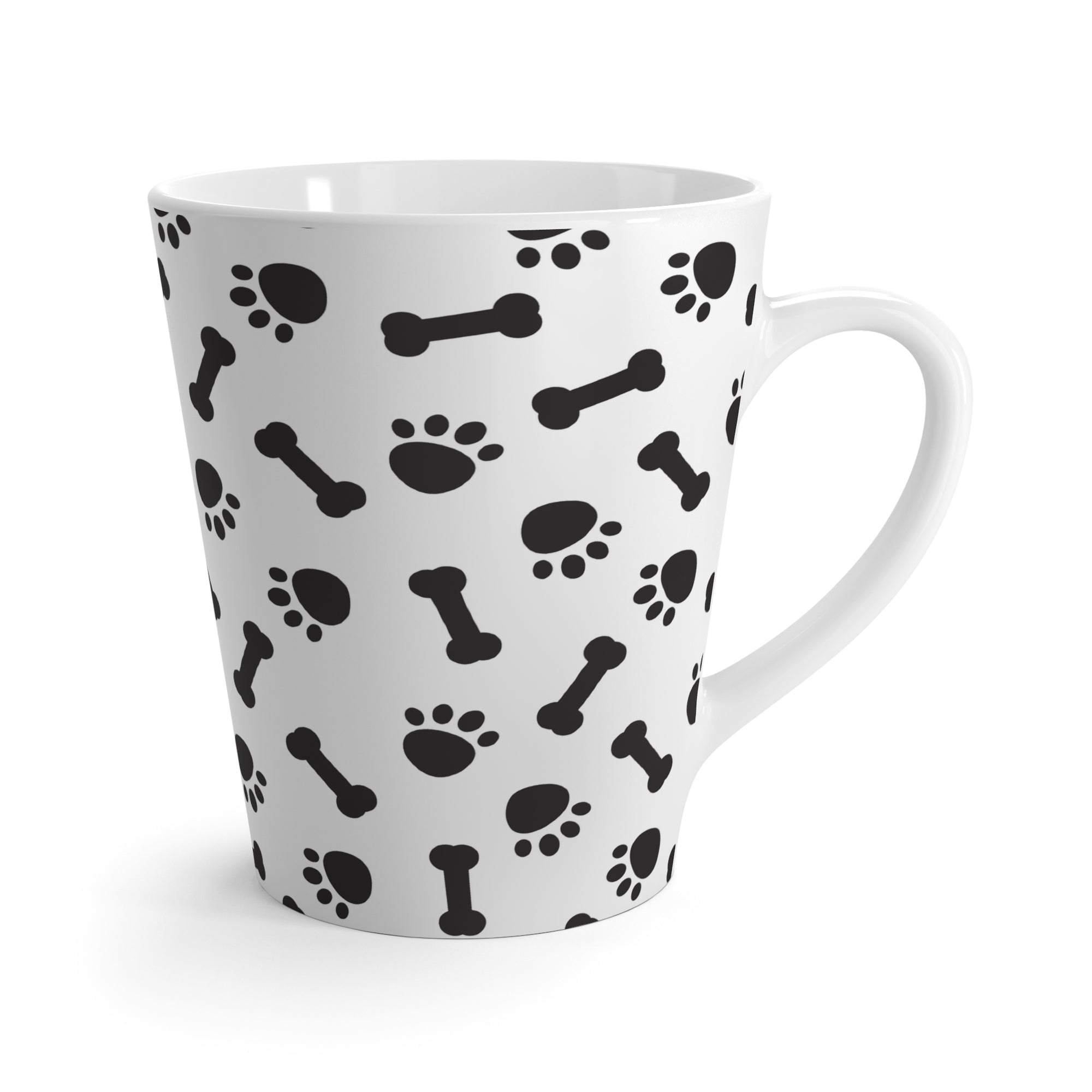 Dog Lover's Latte Mug for Pet Owners, Cute Bone & Paw Print Design, Perfect Gift for Dog Lovers, Coffee Mug, Pet Gifts, Animal Mug