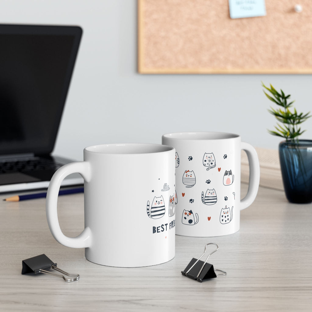 Adorable Cat Friends Ceramic Mug - Perfect Gift for Cat Lovers Printify