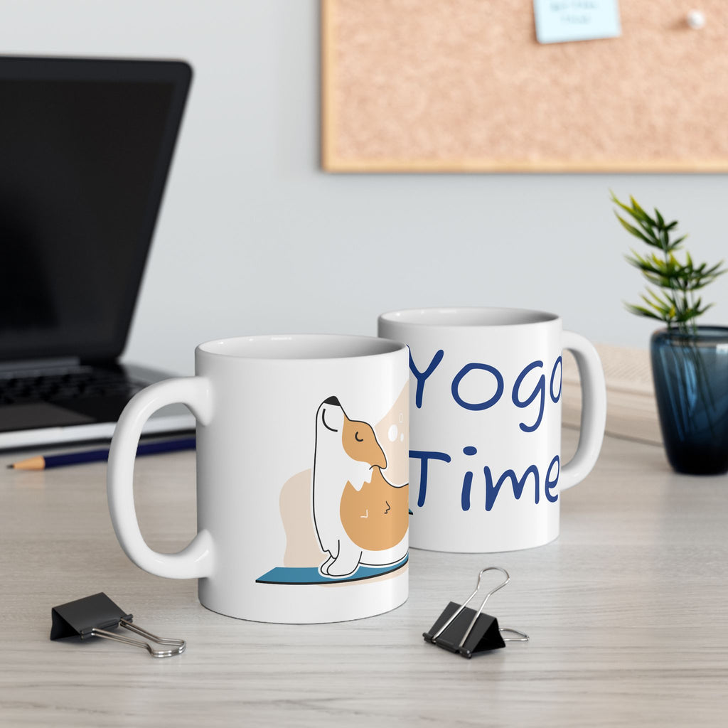 Yoga Time Ceramic Mug - Funny Mug for Yoga Lovers, Gift for Fitness Enthusiasts, Perfect for Home, Office, Coffee or Tea