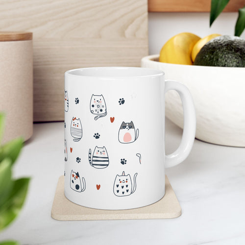 Adorable Cat Friends Ceramic Mug - Perfect Gift for Cat Lovers Printify