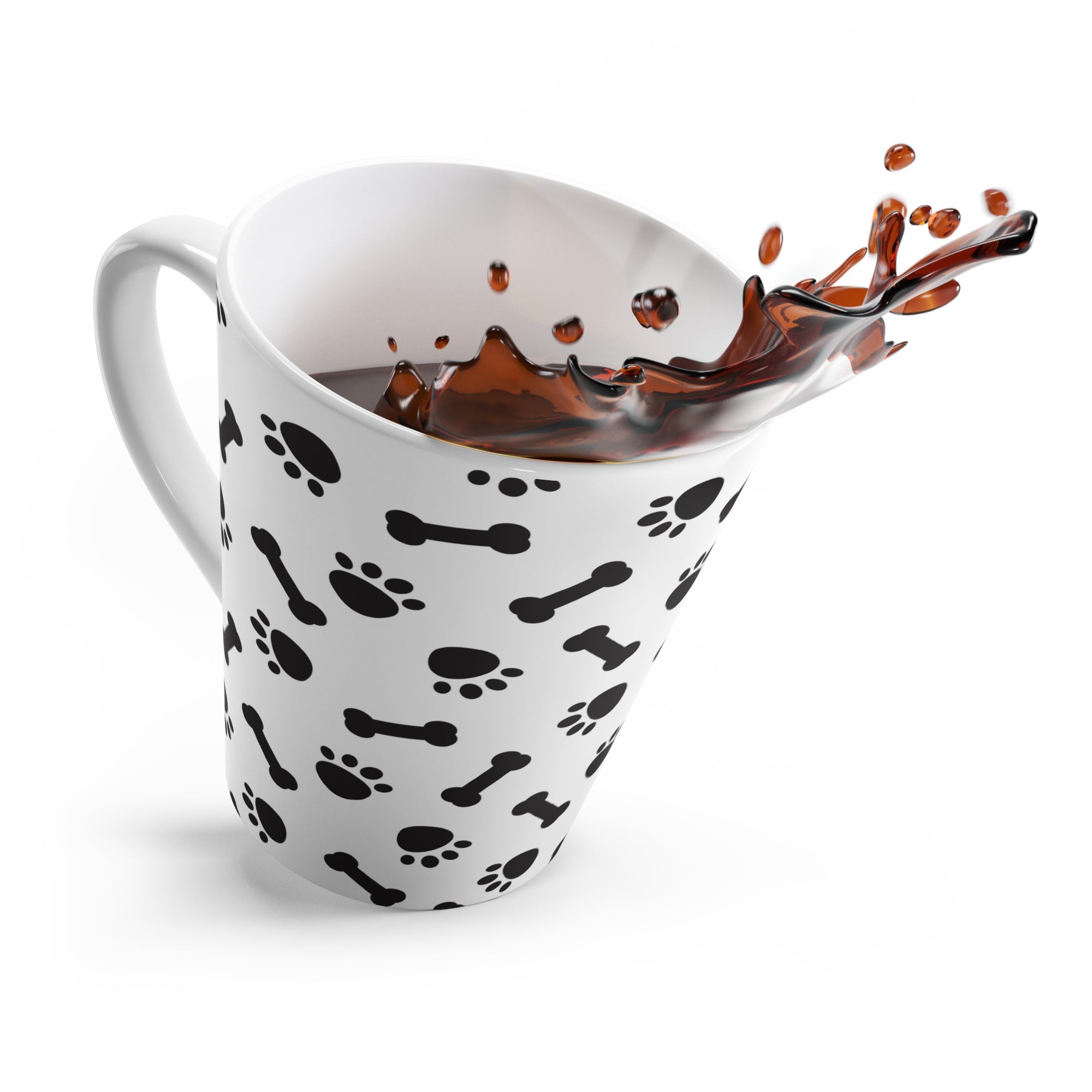 Dog Lover's Latte Mug for Pet Owners, Cute Bone & Paw Print Design, Perfect Gift for Dog Lovers, Coffee Mug, Pet Gifts, Animal Mug