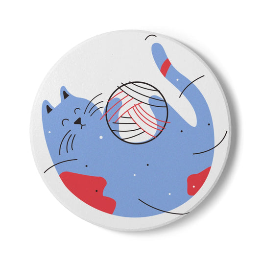 Playful Cat Ceramic Coaster Set, Cute Cat Lover Gift, Cozy Home Decor, Cat Themed Housewarming Gift, Pet Lover Drinkware